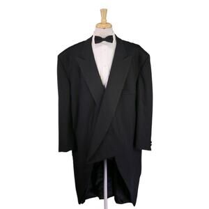 Adrian Jules Bespoke Handmade Black Formal Tuxedo Tails Jacket Blazer 54R Portly